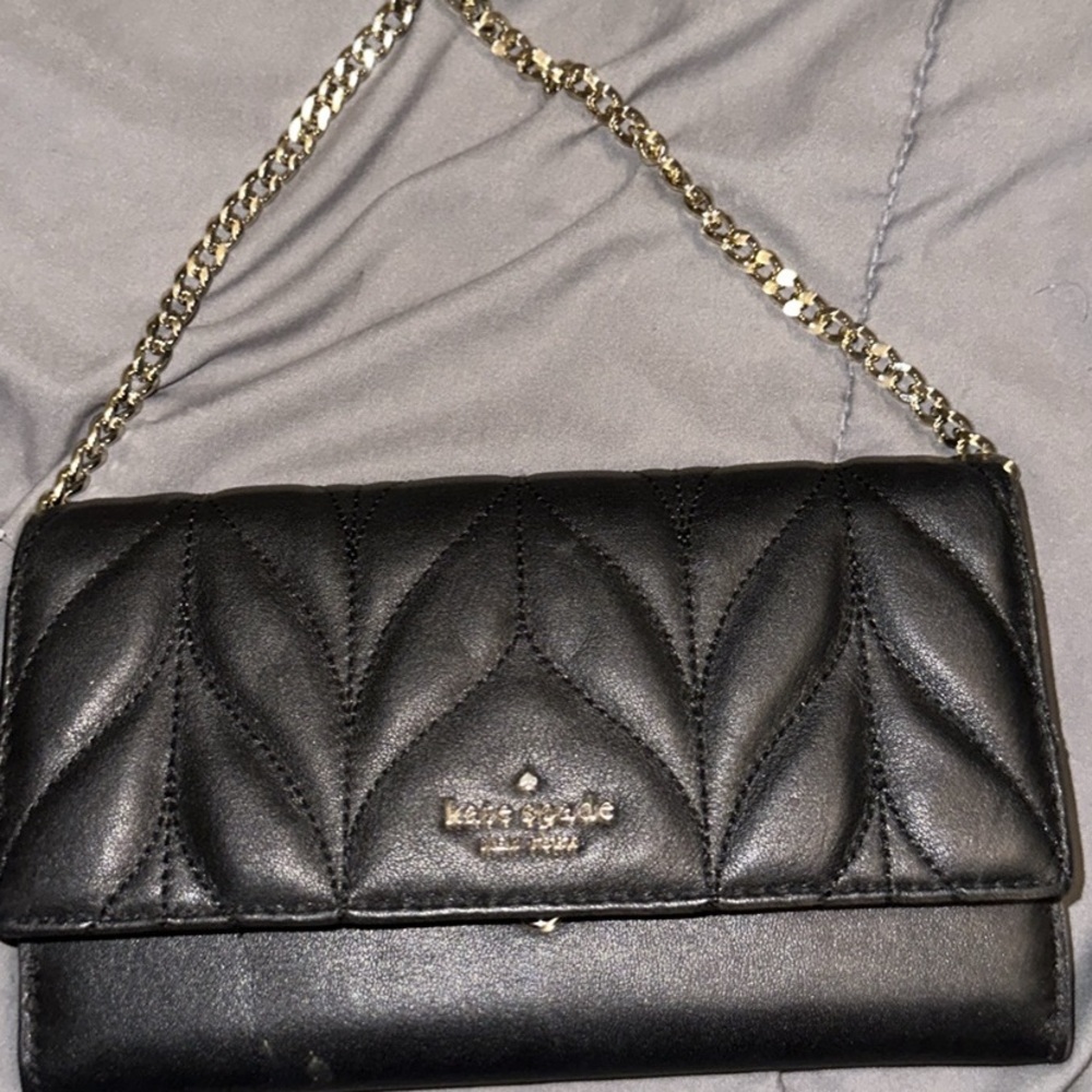 Kate Spade Black wallet with gold chain
